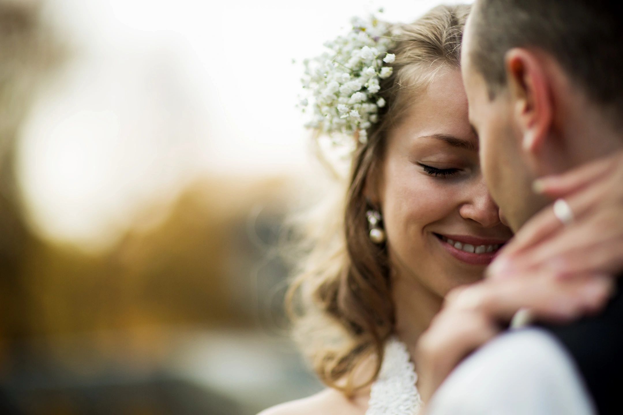 Smiling bride on her wedding day