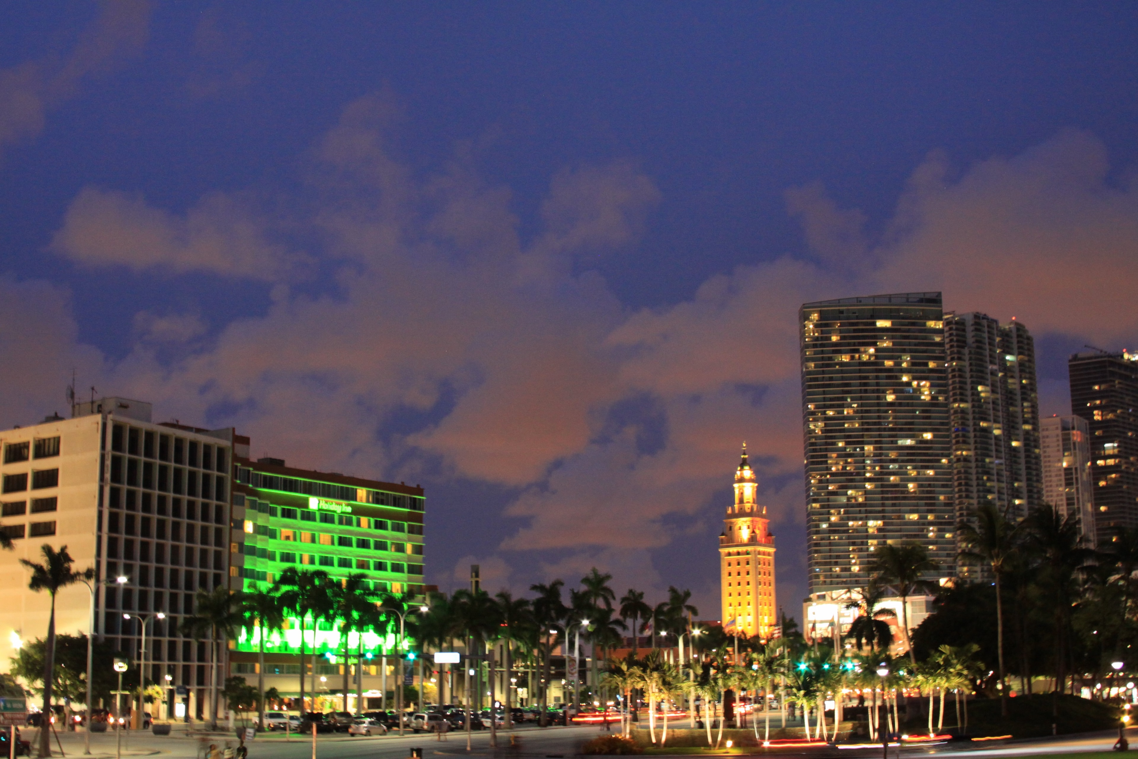 Miami skyline and tower at dusk